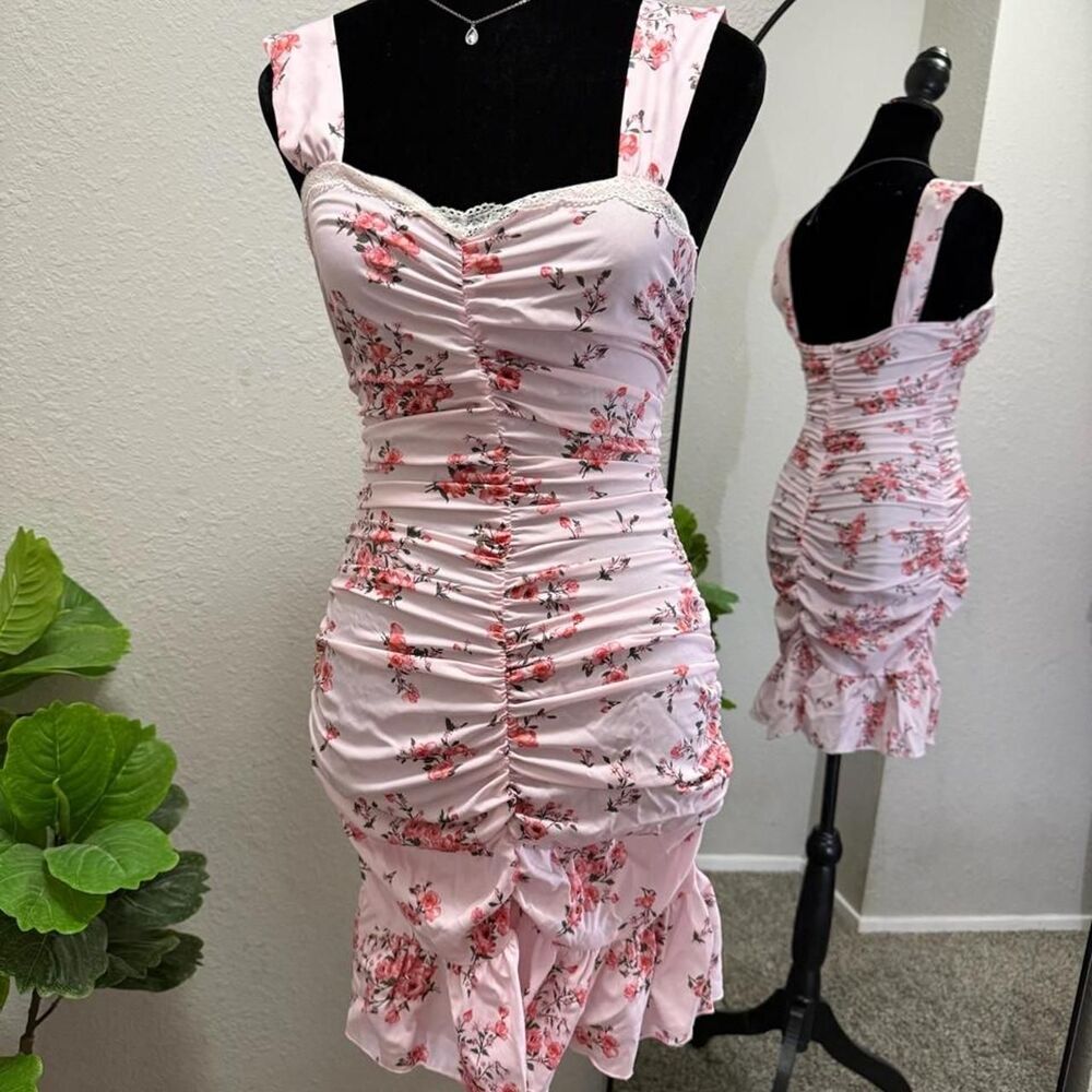 Pink floral dress - XS